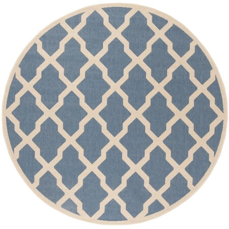 Safavieh Linden 100 6 ft. x 7 in. Round Area Rug Blue & Creme LND122M-6R